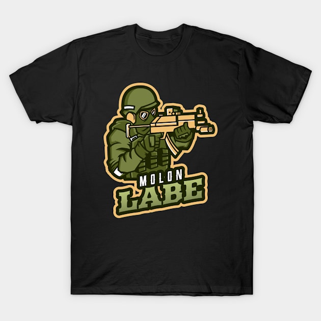 The Man With A Rifle | Molon Labe T-Shirt by Mega Tee Store